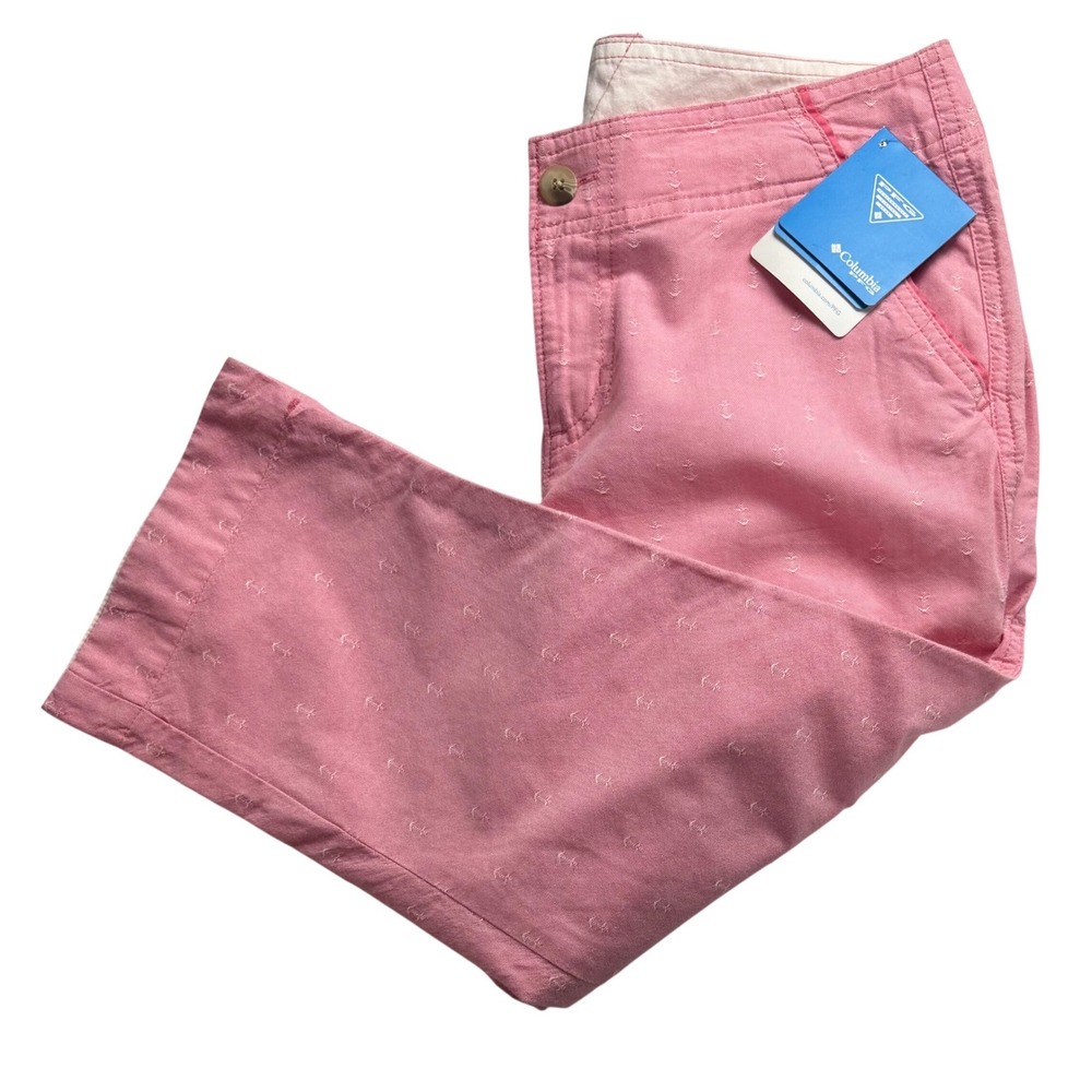 Columbia PFG Solar Fade Capri Pink Anchor Embroidered‎ Fishing Pants women 8